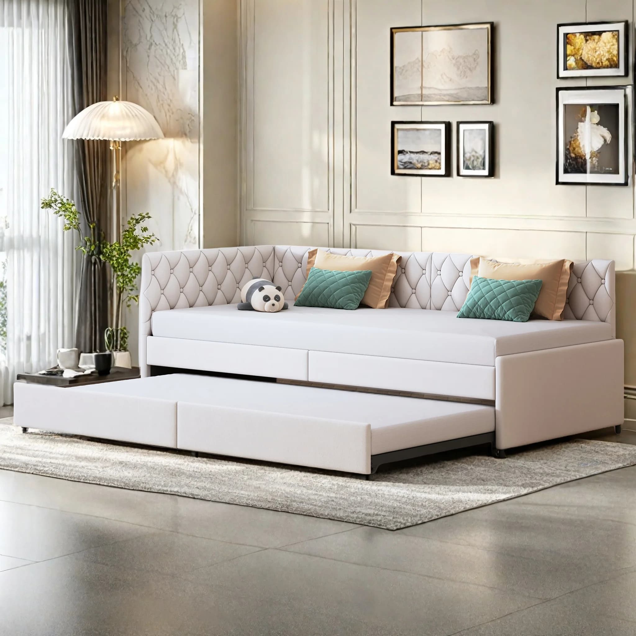 Letto imbottito, divano letto 90x200 cm, lettino allungabile, lettino con base a doghe, letto multifunzionale/letto per ospiti, letto per ragazzi per
