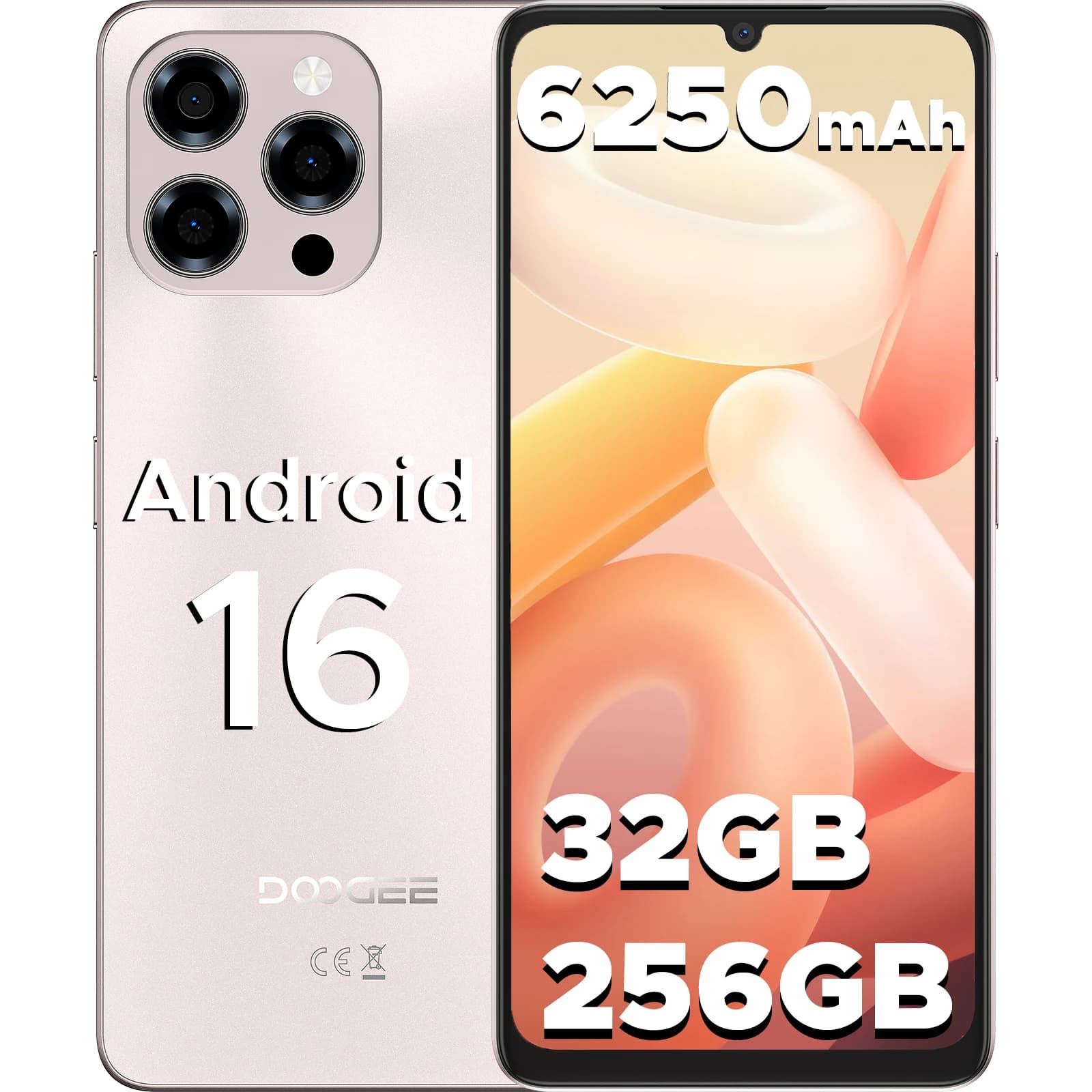 DOOGEE Note58 Pro Smartphone Android 16, Schermo IPS HD+ 6.75 Pollici 90Hz, Batteria Grande 6250mAh,  8GB RAM, 256GB ROM, T7250 Octa-Core, NFC