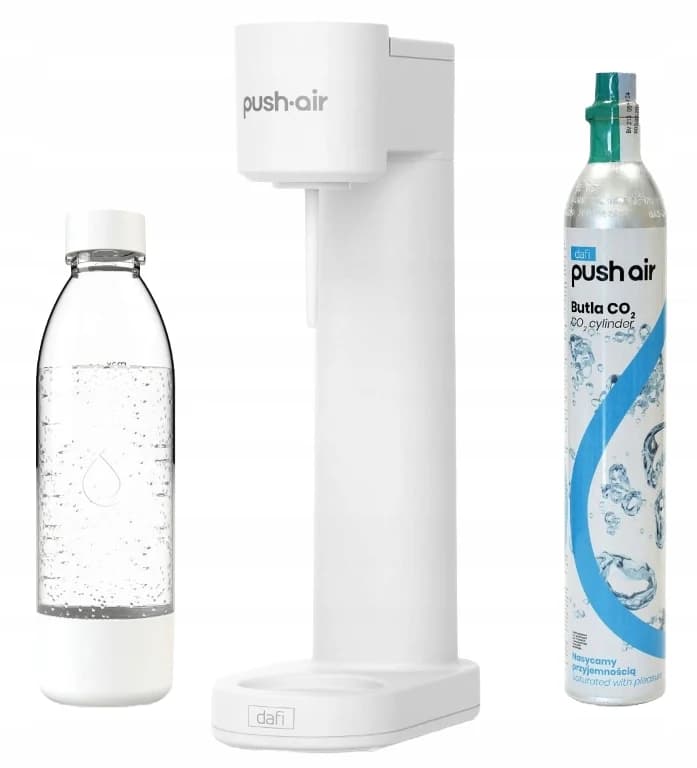 Saturatore acqua Dafi PushAir + bottiglia 1x0,7 L + set cartuccia CO2