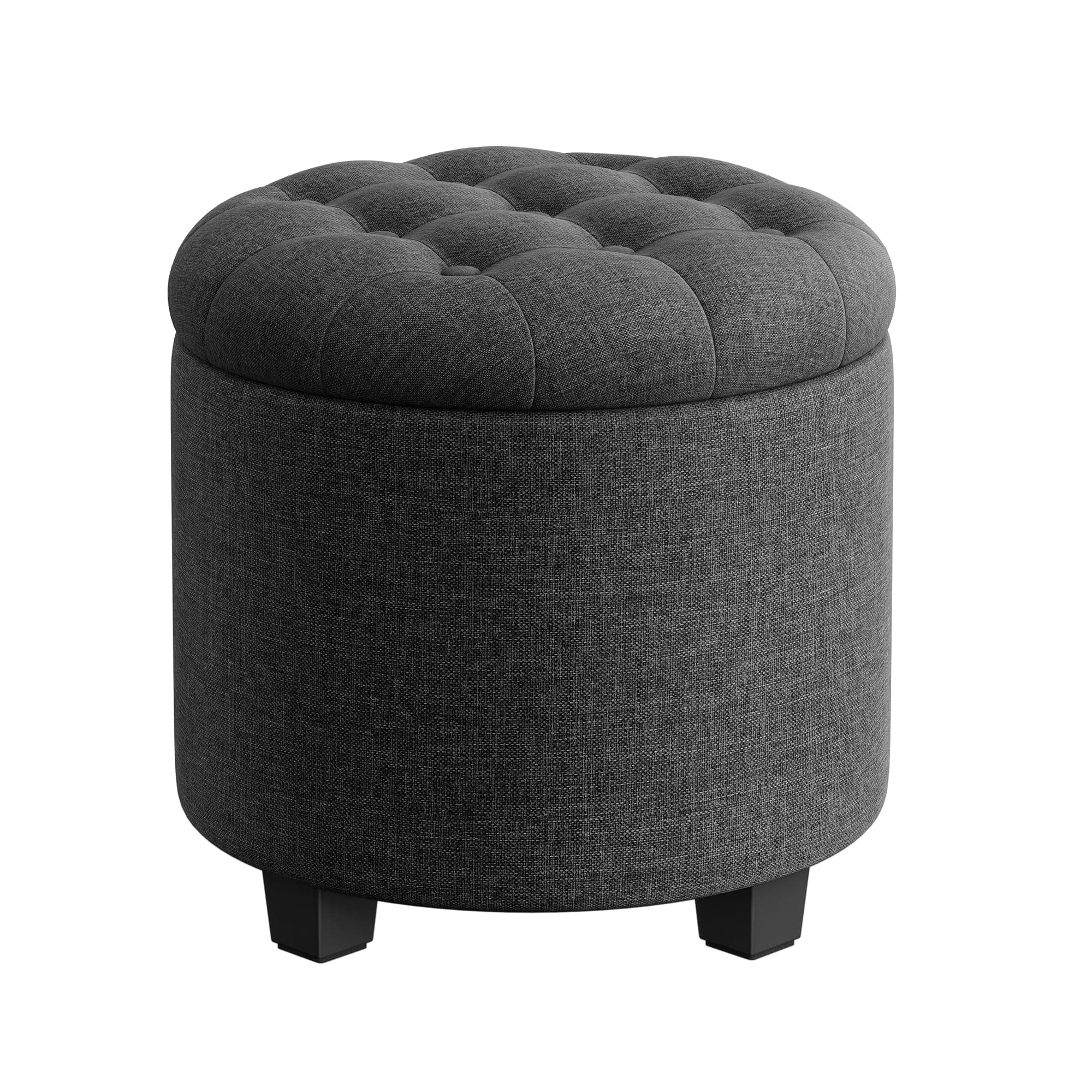 SONGMICS Pouf contenitore, panca contenitore, 45 x 45 x 44,5 cm, poggiapiedi con gambe, tessuto effetto lino, carico fino a 150 kg, per soggiorno,