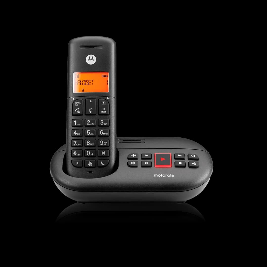Motorola Voice E211 - Telefono fisso cordless digitale con segreteria telefonica, fino a 12 minuti di registrazione segreteria telefonica,