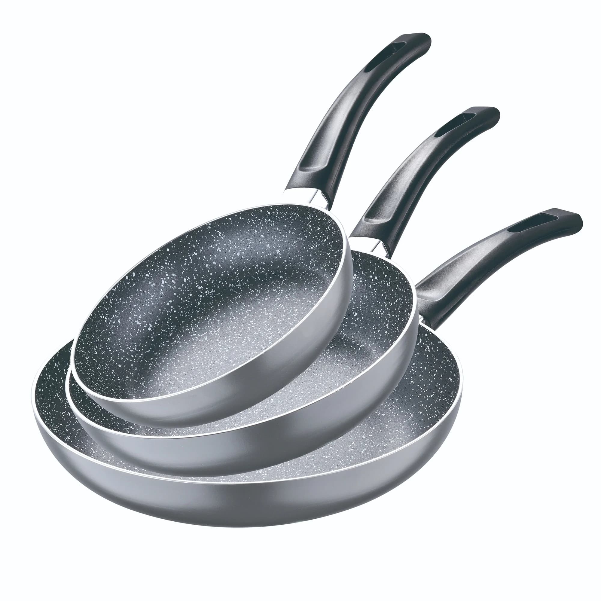 Set di padelle in alluminio pressato San Ignacio 3 pezzi in marmo nero