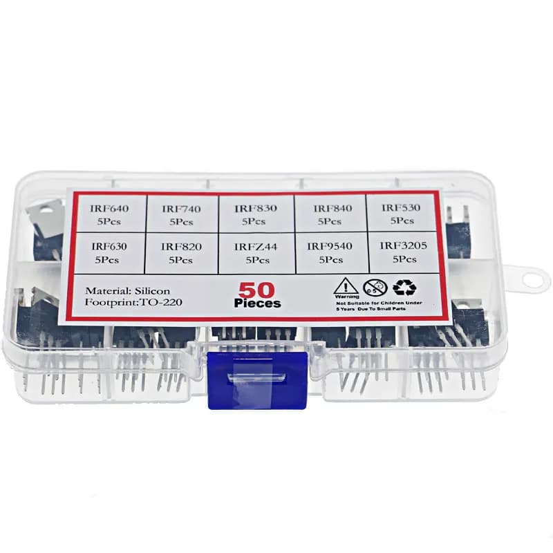50 Pz/scatola 10 Valore Kit transistor ad effetto di campo set IRF3205 IRF640 IRF740 IRF830 IRF840 IRF530 IRF630 IRF820 IRFZ44 IRF9540 IRF820