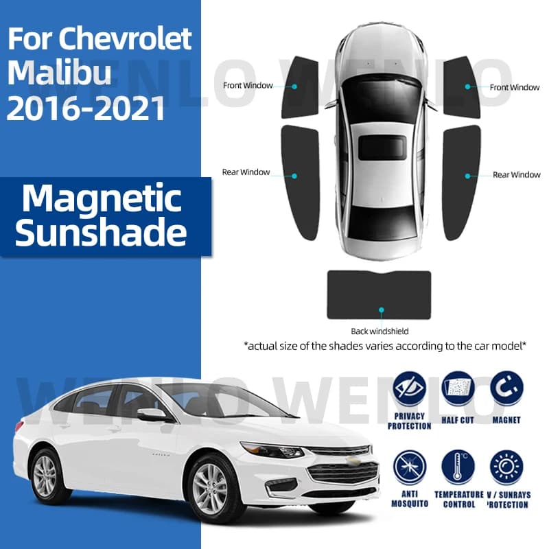 Per Chevrolet Malibu XL 2016-2021 Parabrezza Parasole Auto Tenda di Vetro Maglia Magnetica Auto Visiera Parasole Finestra Laterale Ombra Protezione