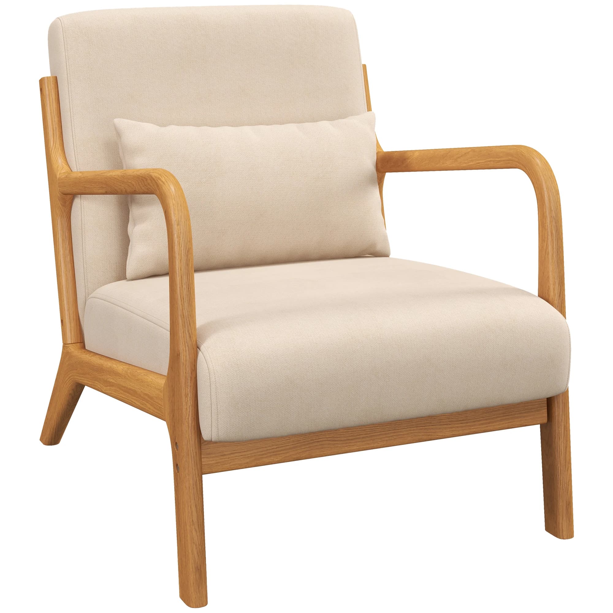 Poltrona da soggiorno HOMCOM con struttura solida, seduta profonda, braccioli, effetto velluto beige