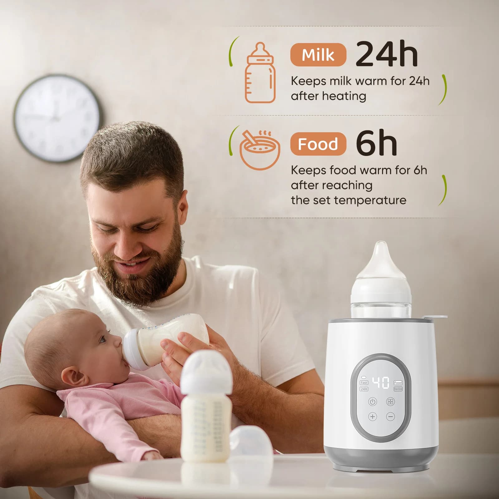 Scaldabiberon e Sterilizzatore Multifunzione, Riscaldatore per Latte Materno con Controllo Preciso della Temperatura