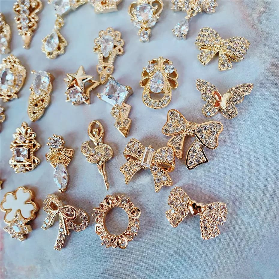 10pcs Luxury Bow Star Heart Ballerina Girl Nail Art Parts zircone Crystal Manicure Nails accessori forniture decorazioni Charms