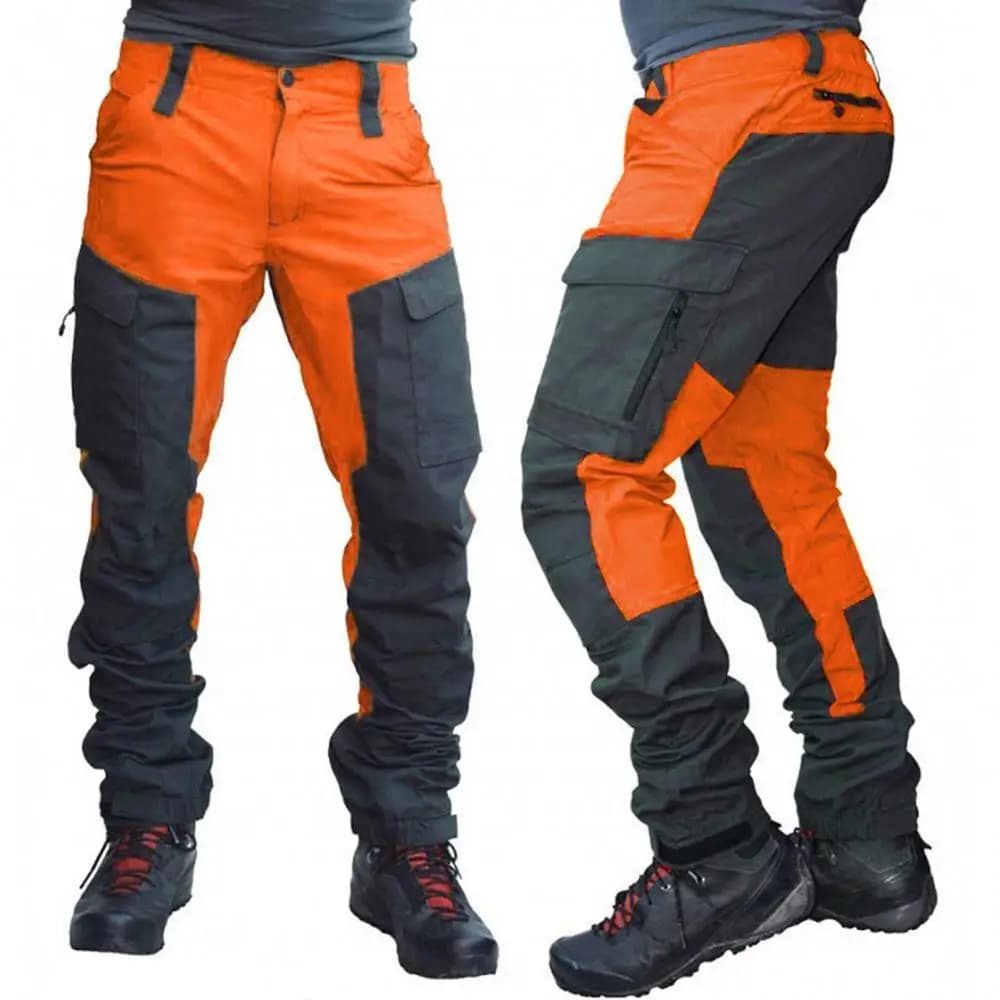 Pantaloni cargo da uomo in nylon Pantaloni sportivi multitasche a blocchi di colore Pantaloni da lavoro Pantaloni da jogging militari da trekking per
