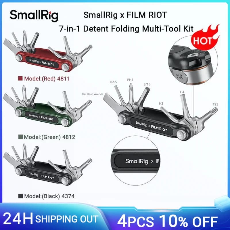 SmallRig x FILM RIOT Kit multiutensile pieghevole 7 in 1, set di strumenti universali per fotocamera DSLR con cacciaviti e chiavi esagonali