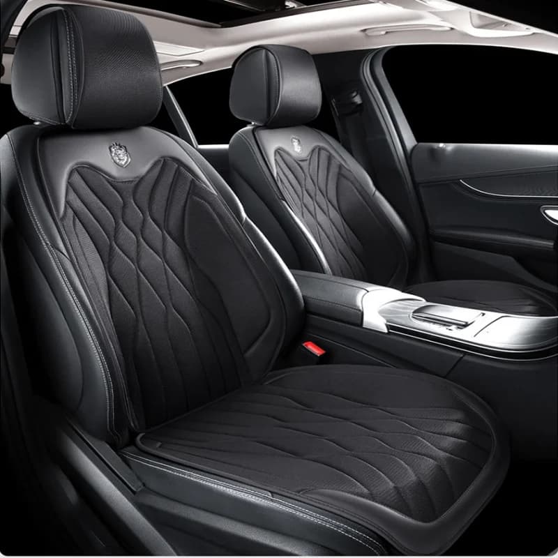 Coprisedile per auto Seta ghiacciata + pelle Cuscino per sedile di supporto antiscivolo traspirante Accessori per sedili interni per auto universali
