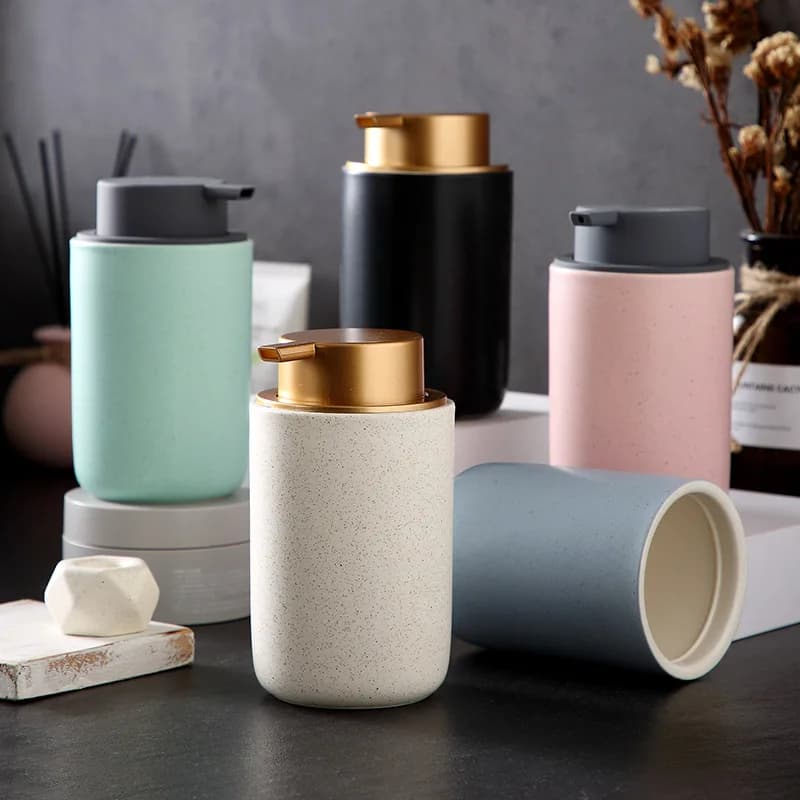 Tipo di pressa in ceramica bottiglia di bolle di gel da bagno lavaggio a mano shampoo dispenser di sapone accessori per il bagno bottiglia di lozione