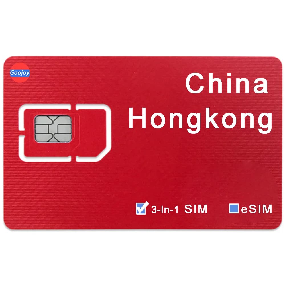 Scheda SIM / eSIM da viaggio in Cina; Sim cinese, scheda SIM dati prepagati di Hong Kong; scheda SIM per pianificatori dati Internet illimitati WIFI