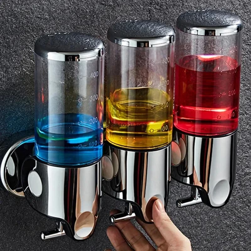 Aspirazione a parete Disinfettante per le mani per hotel di alta qualità Dispenser di gel doccia Spinta manuale Sapone in schiuma Raccoglitore di