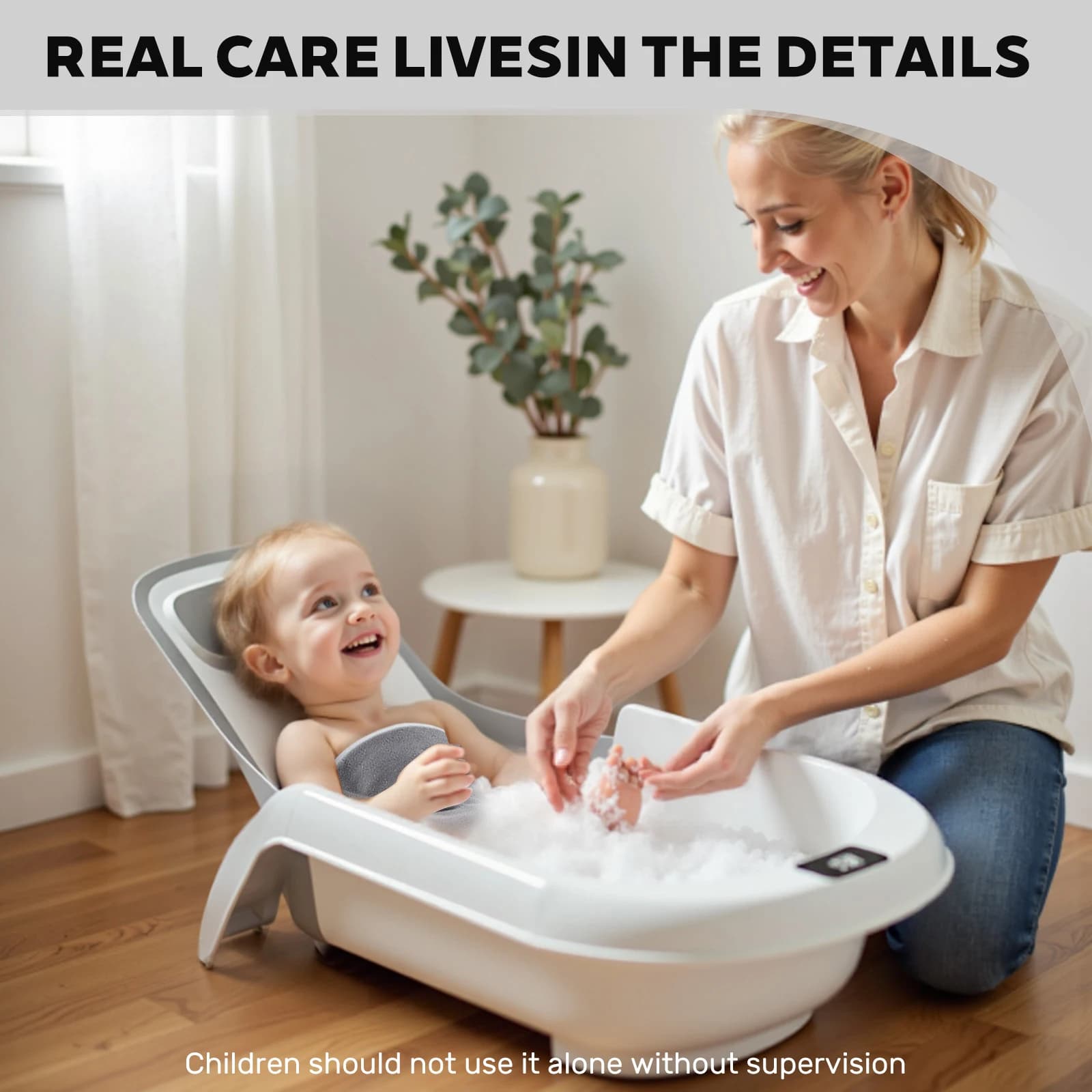 Bagnetto per neonato 4 in 1, sedile da bagnetto reclinabile tutto in 1 regola come coltivazione del bambino, vasca da bagno portatile Essentials per