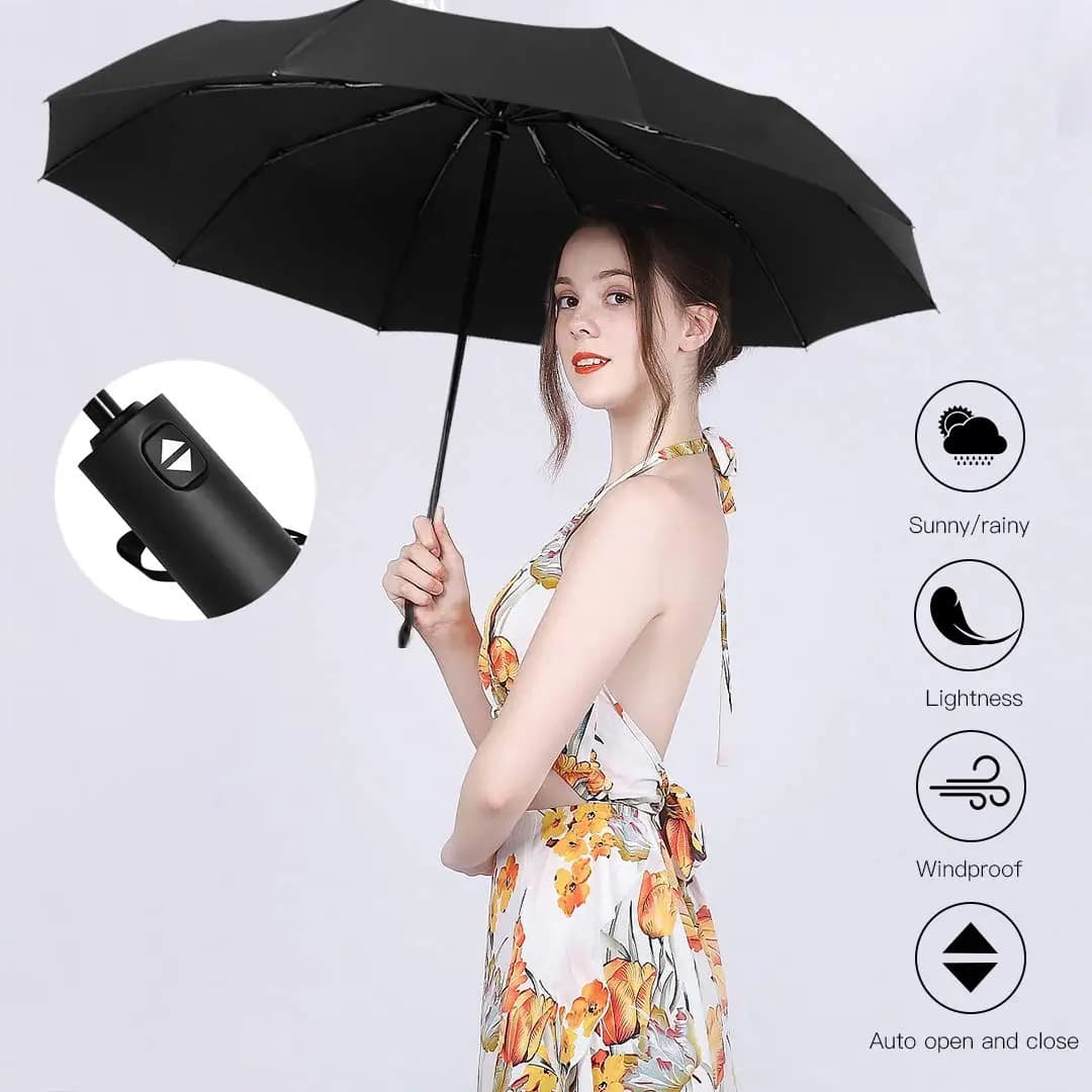 Parapluie KONO Sturmfester Confezione da 1/2/Ombrello tascabile compatto e antivento da uomo automatico da DONNA nero