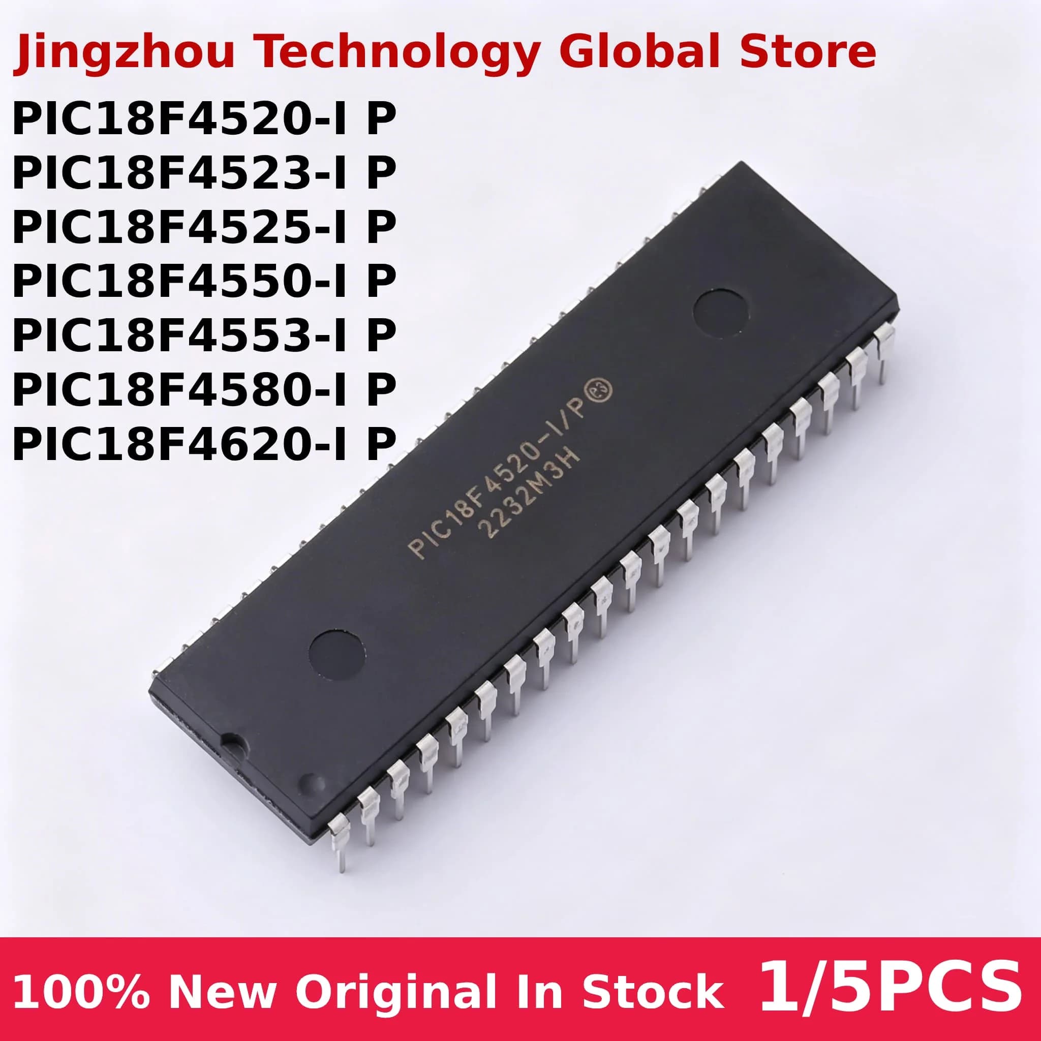 1/5 Pezzi PIC18F4550-I P PIC18F4520 PIC18F4523 PIC18F4525 PIC18F4550 PIC18F4553 PIC18F4580 PIC18F4620 -I P DIP-40 IC Chip all'ingrosso