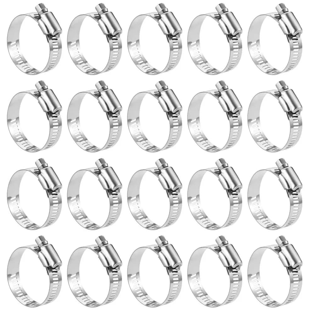 Fascetta stringitubo in acciaio inossidabile 304 da 20 pezzi regolabile 27-51mm Fascetta stringitubo con ingranaggio a vite senza fine Morsetto per
