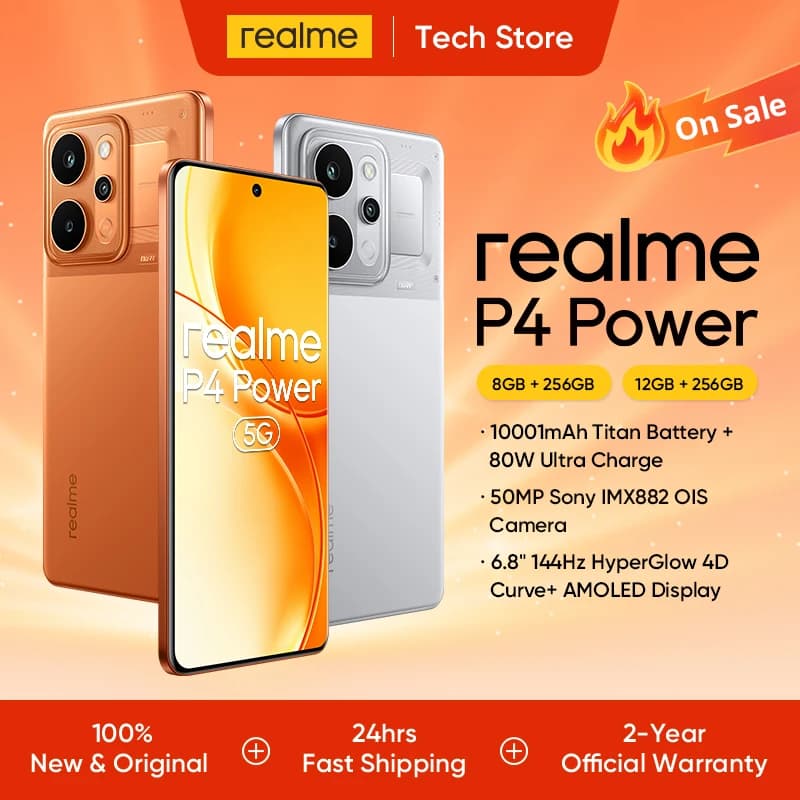 realme P4 Power 5G Smartphone/Cellulare con Batteria da 10001mAh, Ricarica 80W, Display Curvo da 6.8" 144Hz, Chipset Dimensity 7400 Ultra, Fotocamera