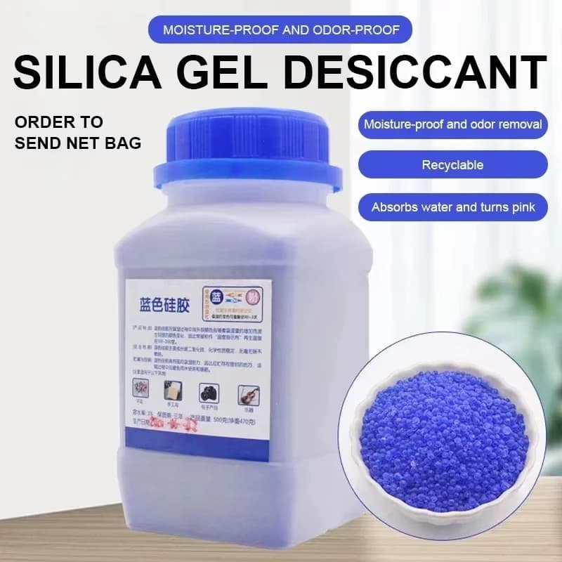 500g Perline di Gel di Silice Blu/Trasparenti/Arancioni, Impermeabili e Riutilizzabili, Assorbitori di Umidità per Prodotti Elettronici,