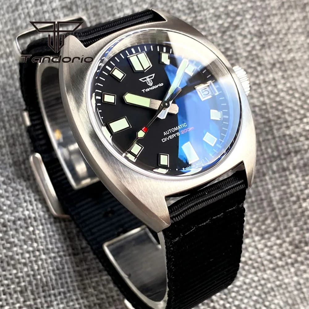 Abito Tandorio 200M 36mm orologio da immersione automatico da uomo NH35A PT5000 Double Domed AR Sapphire Sunburst Dial Date cinturino in Nylon