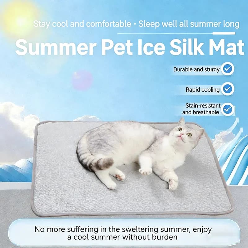 Tappetino Refrigerante in Seta Ghiacciata per Animali Domestici, Antiscivolo, Lavabile, Traspirante, per Cani e Gatti di Piccola, Media e Grande