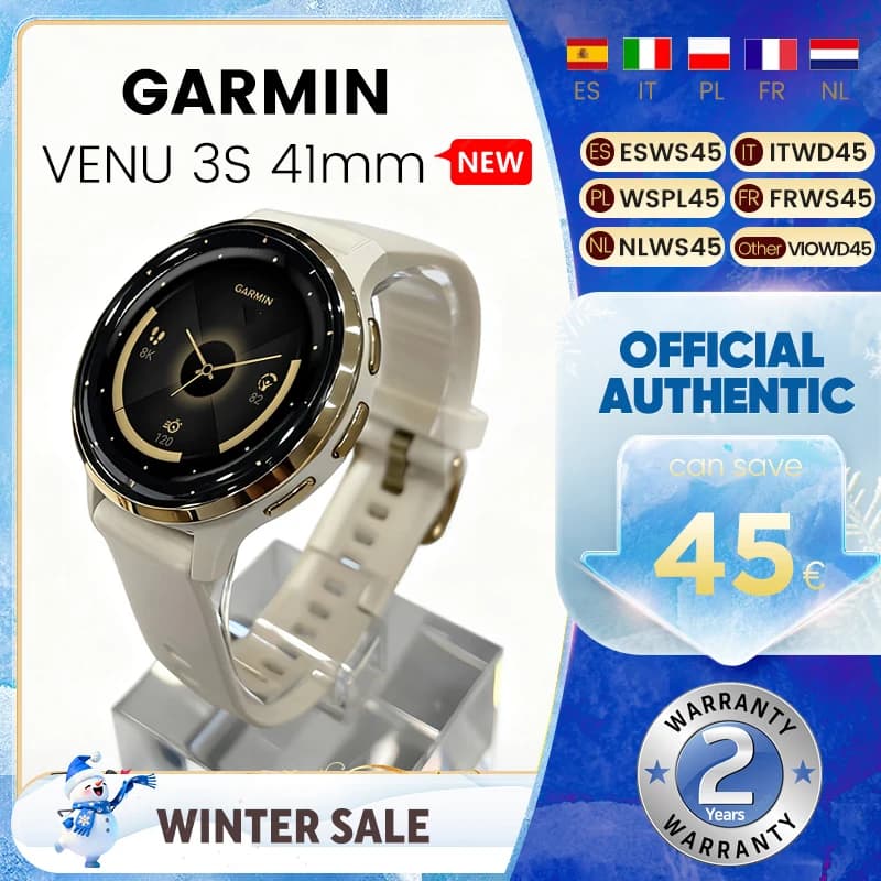 Smartwatch Garmin Venu 3s Fitness con display AMOLED touch da 1,2 pollici, oltre 30 sport, corsa, musica, GPS