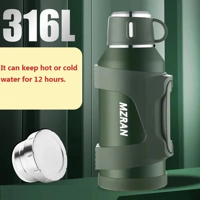Bottiglia thermos isolata in acciaio inossidabile 316, 1L, 3L, tazze da caffè da viaggio all'aperto, bottiglia d'acqua termica sottovuoto, tazza