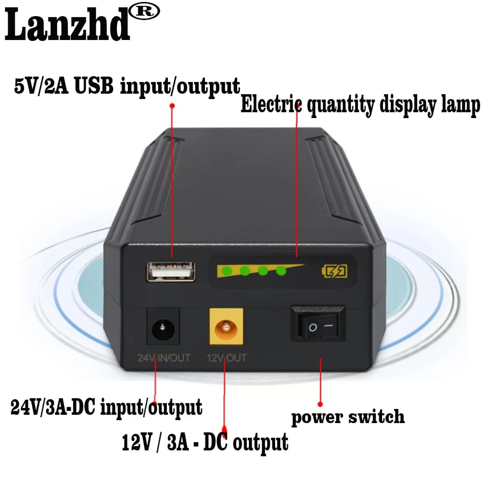 Nuovo pacco batteria agli ioni di litio 24V 12v 5V 18650 7 s1p DC 12V 24V e alimentazione Mobile USB 5V con batterie di riserva 5521 5525