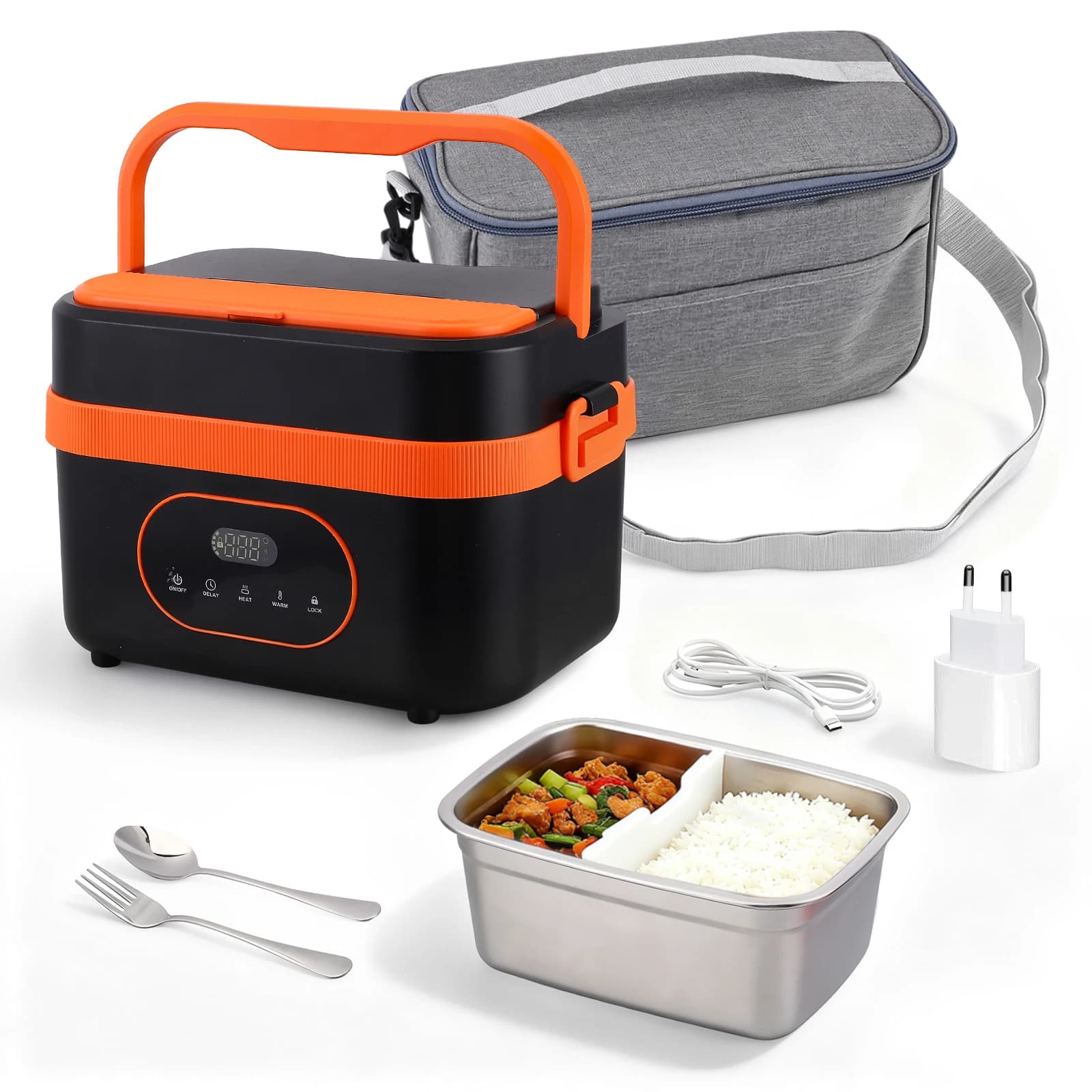 Scaldavivande Elettrico da 1500ML con Batteria da 21000 mAh, Ciotola in Acciaio Inossidabile, Portatile per Adulti, Ufficio, Auto e Viaggi