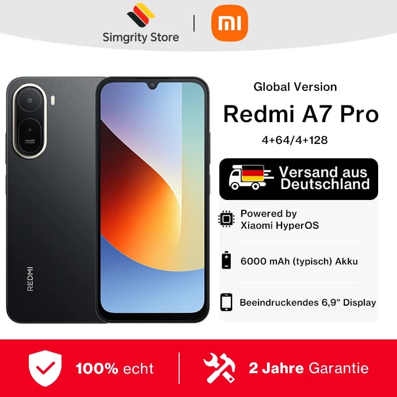 Versione Globale Xiaomi Redmi A7 Pro Smartphone, Batteria da 6000mAh, Display da 6.9" a 120Hz, Fotocamera da 13MP, Xiaomi HyperOS, Cellulare Xiaomi