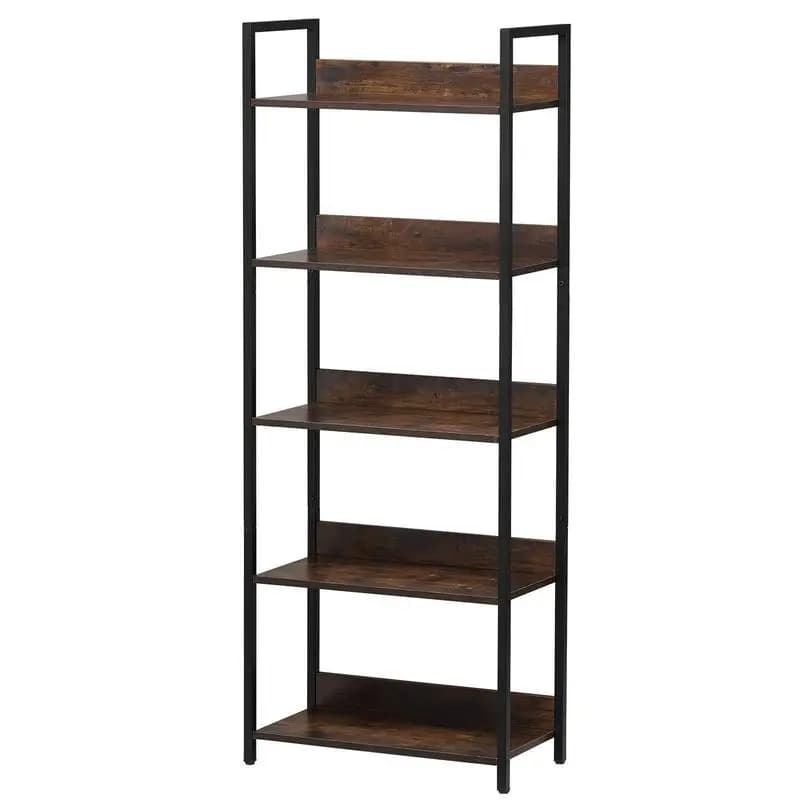 Libreria in metallo, scaffale industriale rettangolare a 5 livelli, libreria portaoggetti vintage rustica con scaffali aperti, scaffale portaoggetti