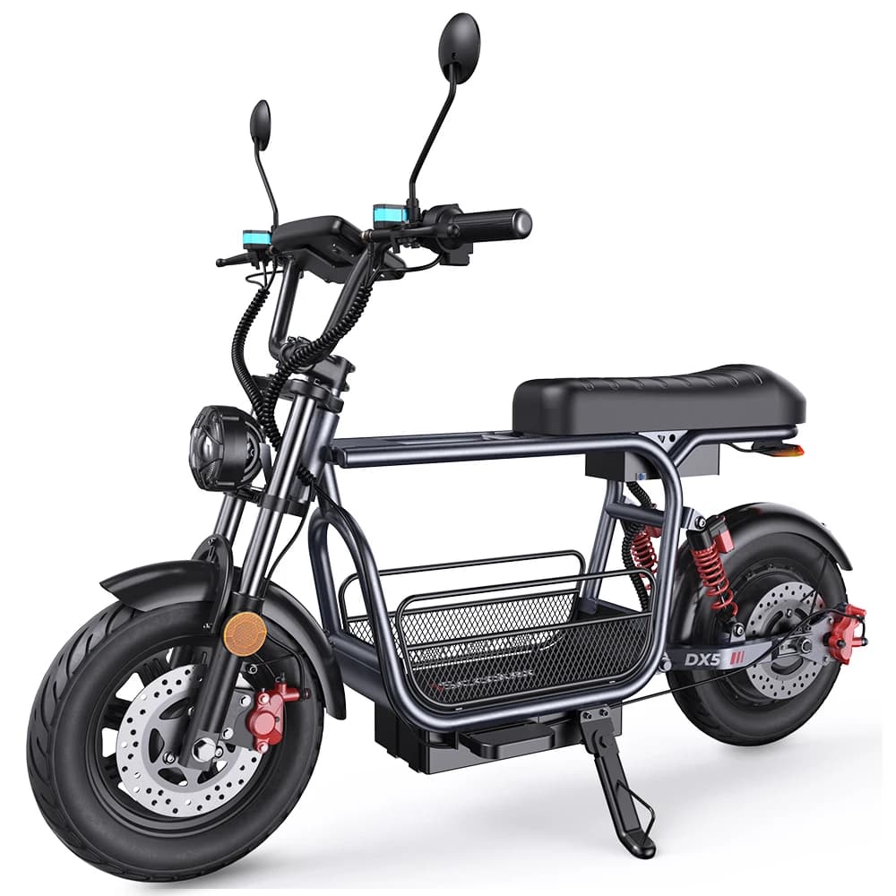 Bicicletta elettrica iscooter DX5, 1500W, batteria da 15.6Ah, velocità massima 55 km/h, autonomia 60-72 km, pneumatici da 15 pollici x 3.0 pollici.