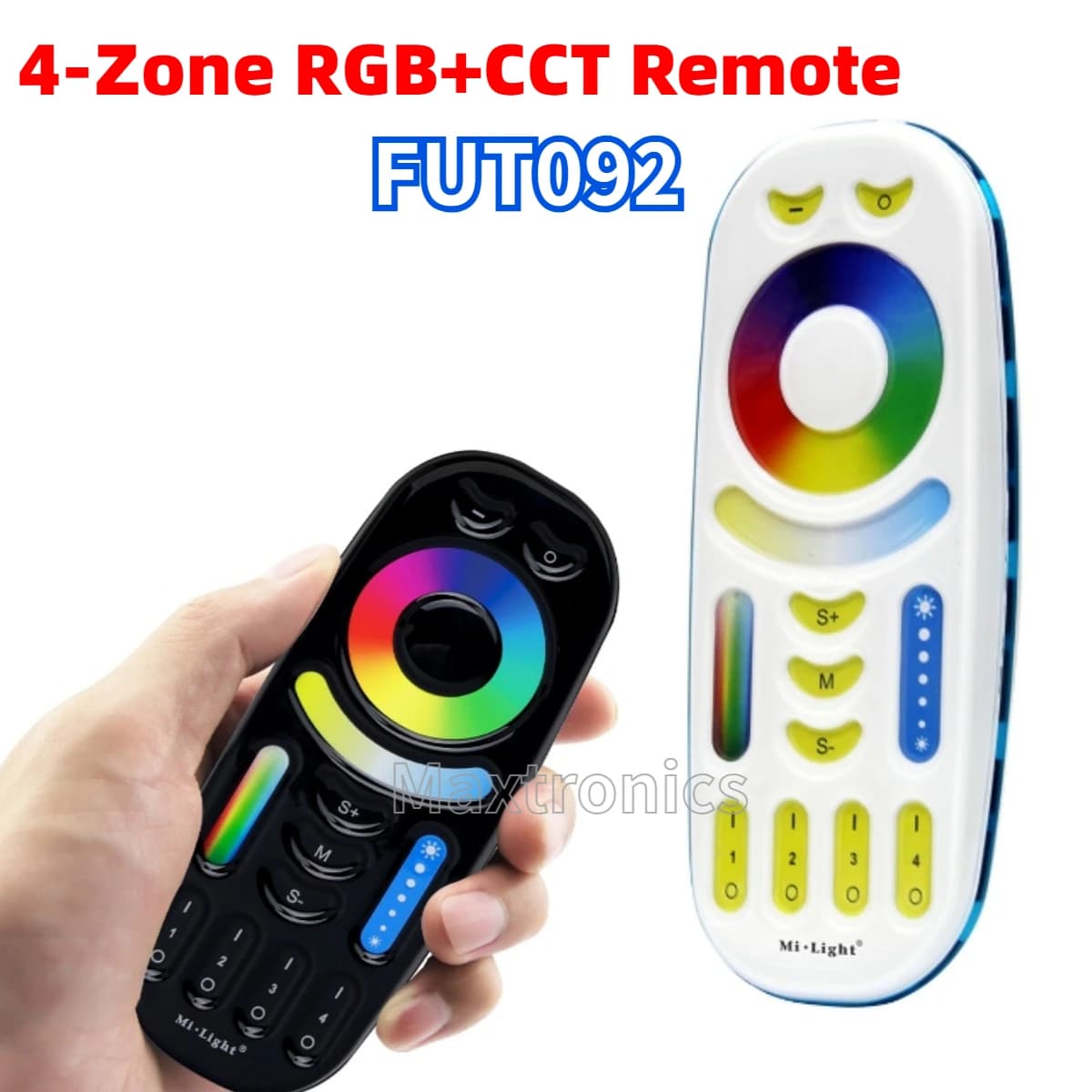 Miboxer FUT092 Telecomando touch a 4 zone Interruttore dimmer RF da 2,4 GHz per RGB CCT/RGBW/Lampada LED monocolore o striscia LED
