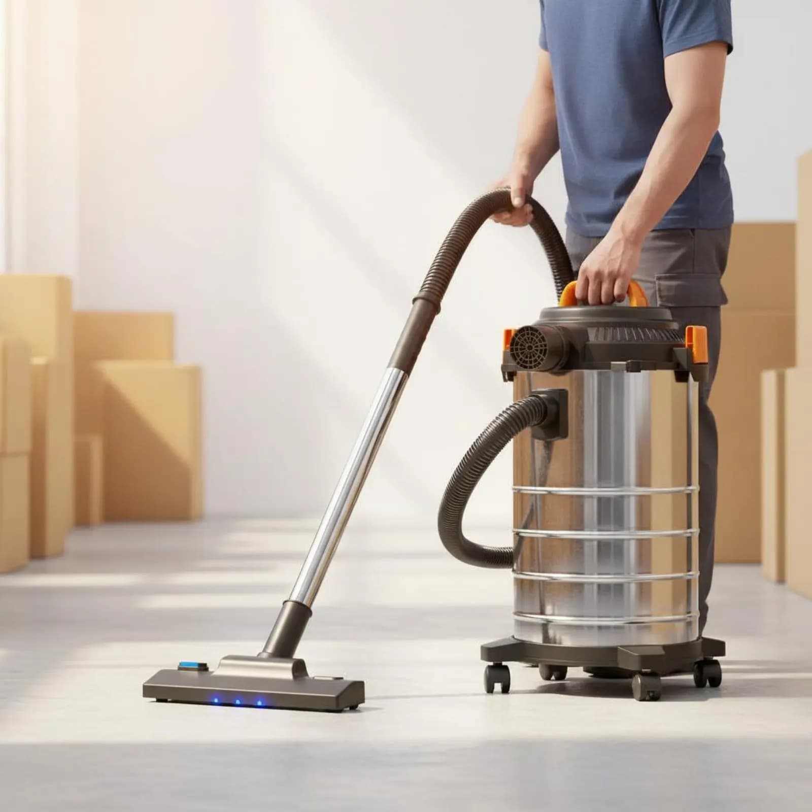 Aspirapolvere a Secco e Umido con Forte Aspirazione, Funzione Tripla Soffiatore-Aspiratore, Grande Capacità, Base con Ruote per Officina