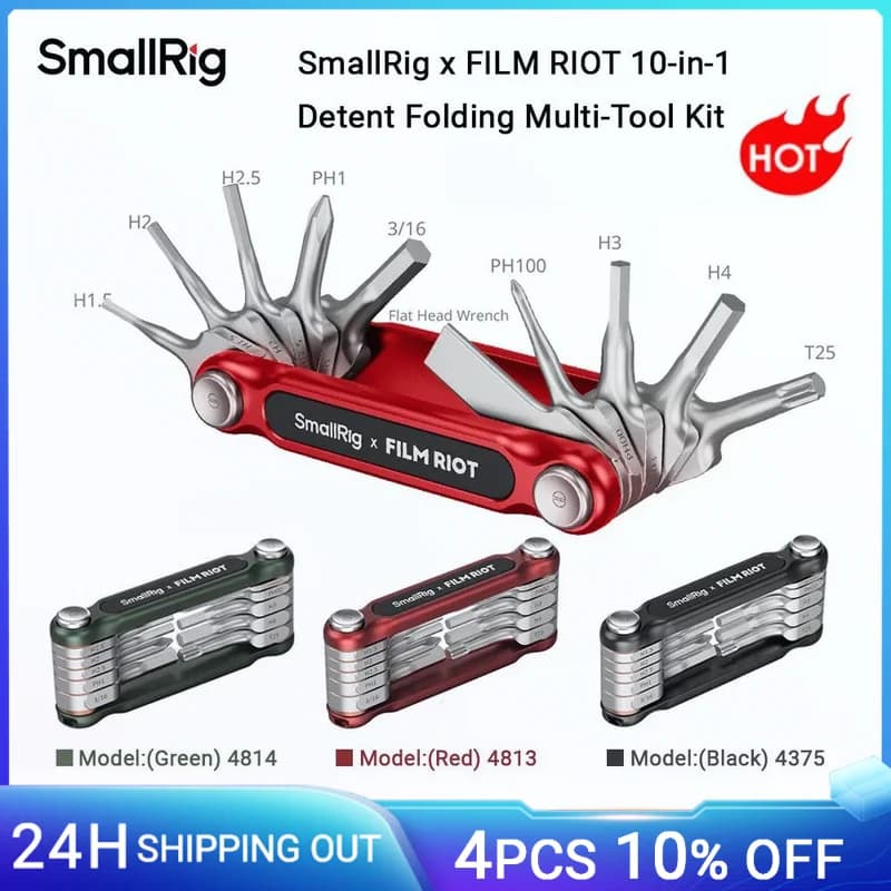 SmallRig x FILM RIOT Kit multiutensile pieghevole 10 in 1, set di strumenti pieghevoli per fotocamera DSLR universale con cacciaviti e chiavi
