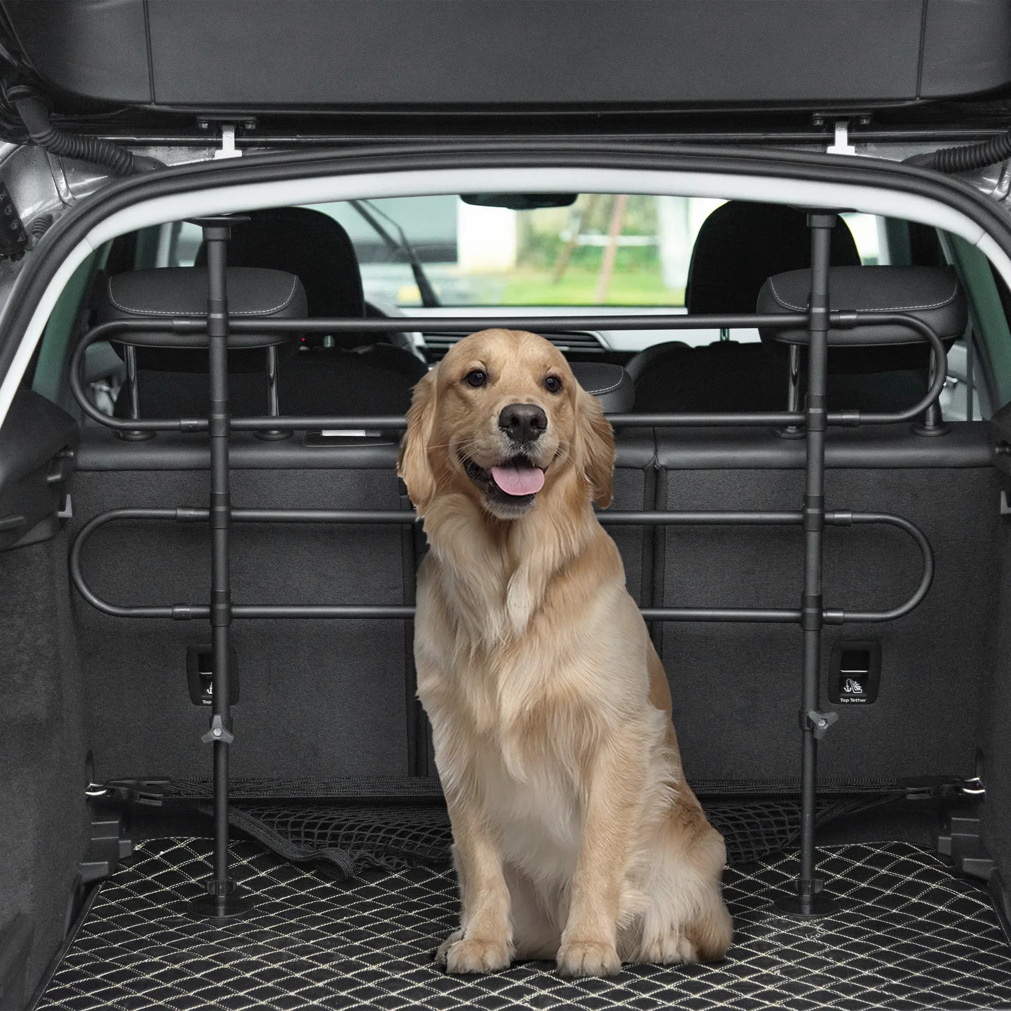 PawHut Griglia Divisorio Auto per Cani Regolabile in Altezza e Larghezza, Barriera Universale, Rete di Protezione per Trasportare i Animali Domestici,