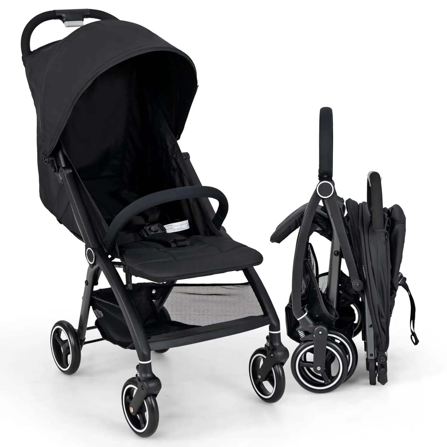 Passeggino pieghevole con una mano, passeggino da viaggio leggero con schienale e cappuccio regolabili, carrozzina per bambini, passeggino per bambini