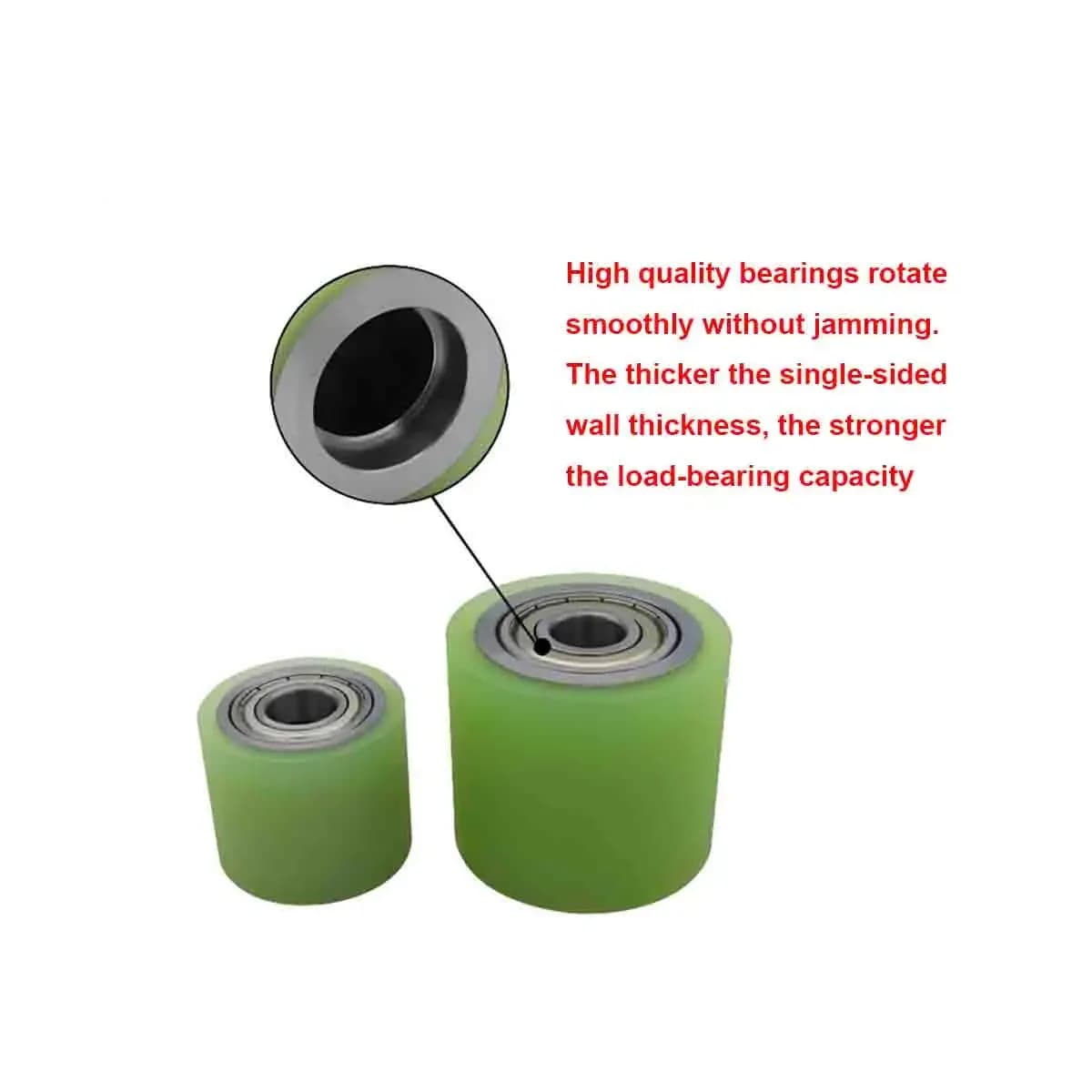 Diametro esterno 15-50 mm in poliuretano - Ruote rivestite con doppio cuscinetto in PU, rulli non alimentati, rotoli di gomma resistenti all'usura