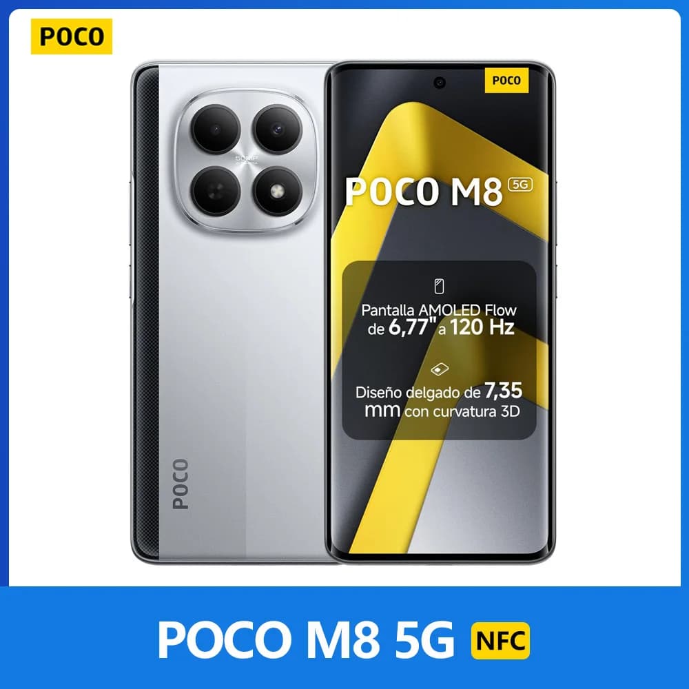 POCO M8 5G, NFC, Snapdragon® 6 Gen 3, Schermo Flow AMOLED 6,77" 120 Hz, Fotocamera 50 MP, 5520 mAh, IP65