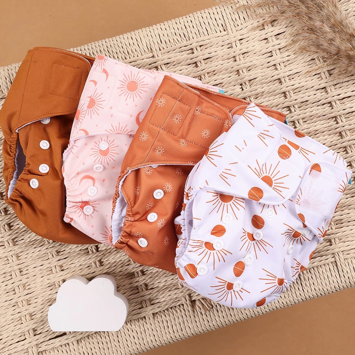 Happyflute 4 pezzi/set pannolini di stoffa ecologici riutilizzabili ecologici per bambini