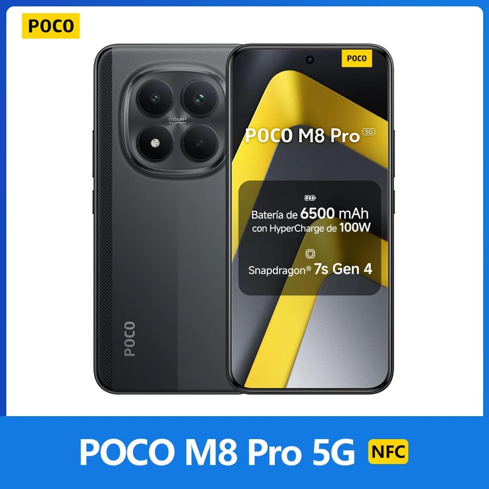 POCO M8 Pro 5G, NFC, Schermo AMOLED CrystalRes 1,5K da 6,83", Snapdragon® 7s Gen 4, Fotocamera da 50 MP, Batteria da 6500 mAh, IP68