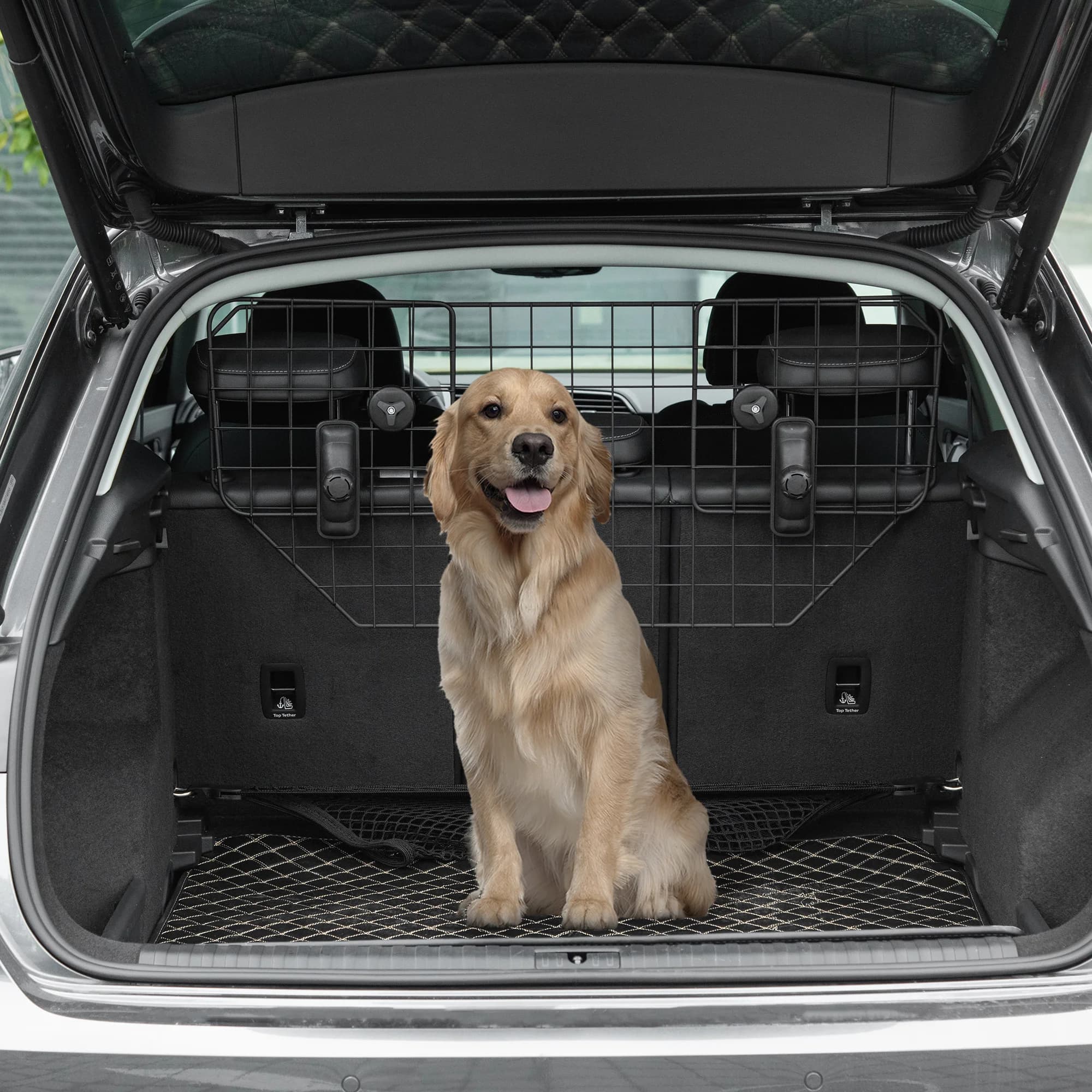 Griglia di protezione universale PawHut per cani da auto, con larghezza regolabile continua e griglia di separazione per il bagagliaio