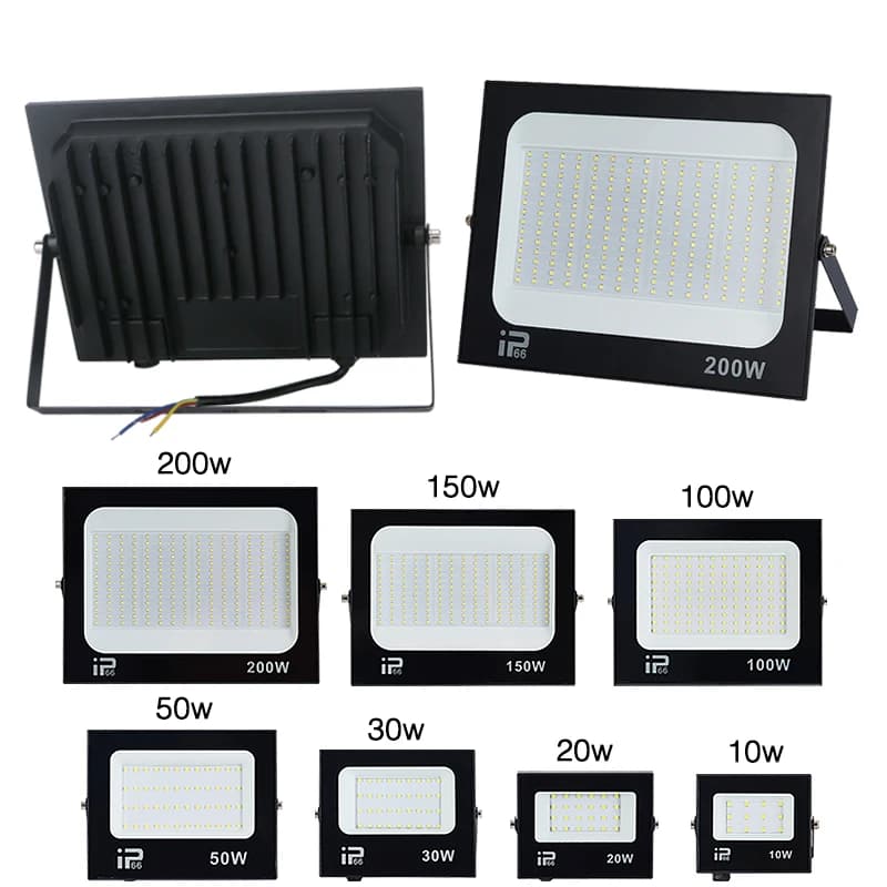 Faretto a LED per luce di inondazione 100W 150W 200W Illuminazione per esterni 6500K Impermeabile Garage Palestra Street Gate Lampade da parete