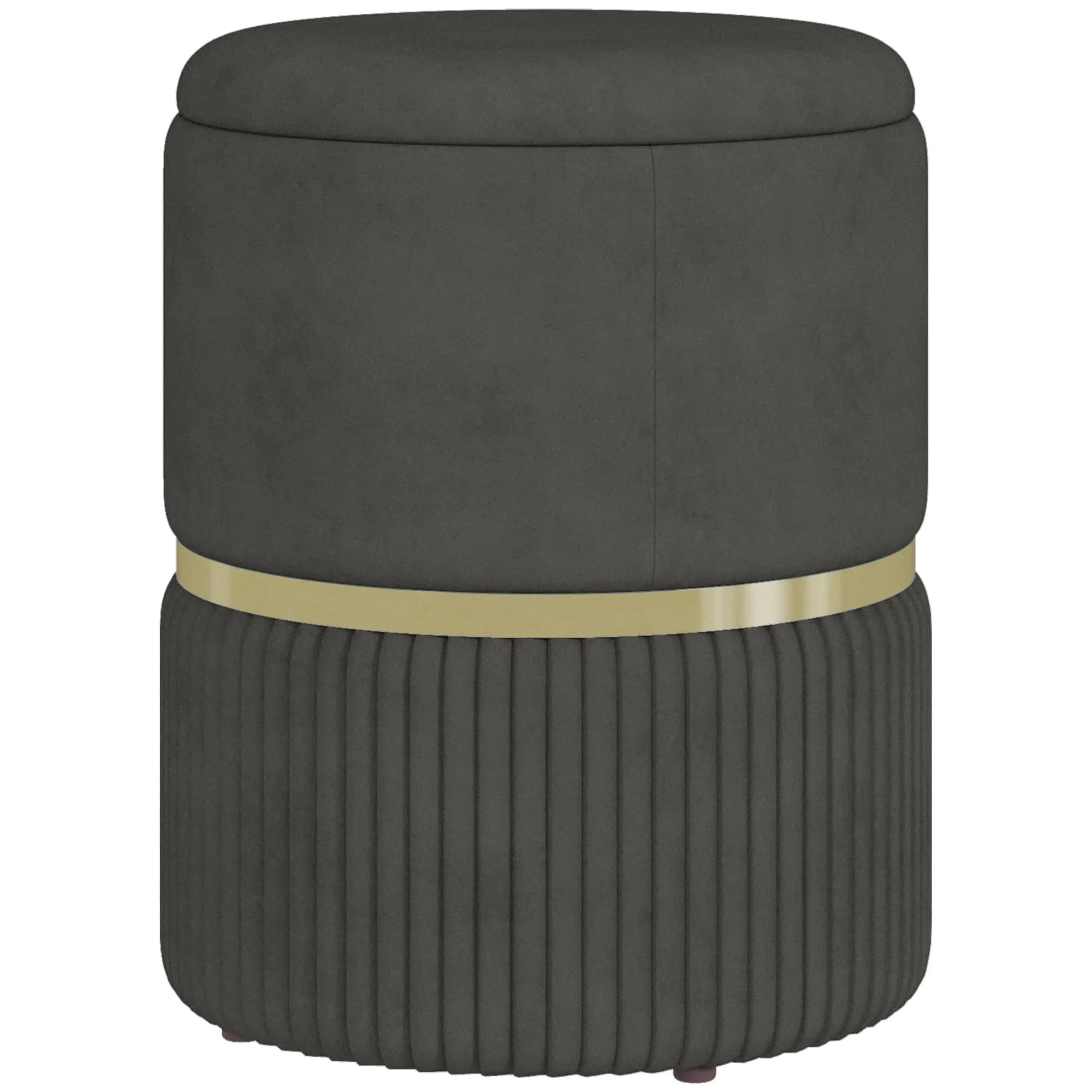 HOMCOM Pouf poggiapiedi, contenitore portaoggetti, velluto a coste, design moderno, 36x36x44 cm, per soggiorno, camera da letto
