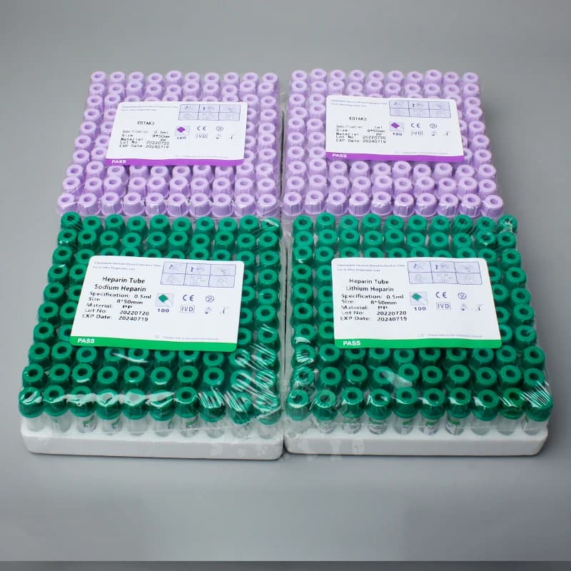 Micro provetta Sterile per la raccolta del sangue 0.5ml 1ml eparina di sodio al litio EDTAK3 per materiali di consumo veterinari per animali umani