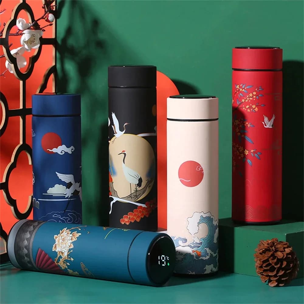 Thermos portatile Bottiglia da caffè Tazza da tè Stile cinese Display intelligente della temperatura Bottiglia d'acqua con thermos con filtro
