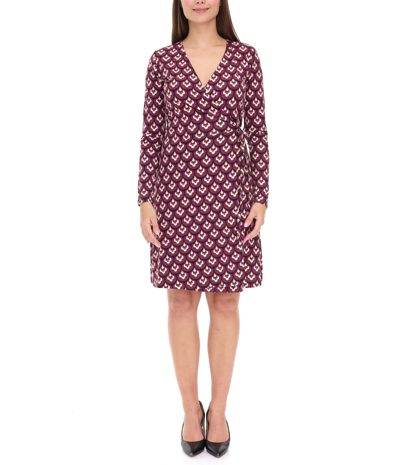 Aniston Casuals Vestito estivo da donna elegante a maniche lunghe 3172 95293142 Viola/Marrone/Bianco