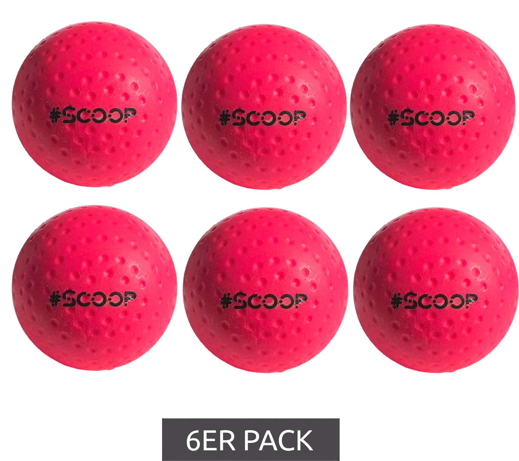 Set di 6 palline da hockey da strada SCOOP X-Treme con design a fossette, attrezzatura sportiva con palline da hockey, NL266443 Rosa