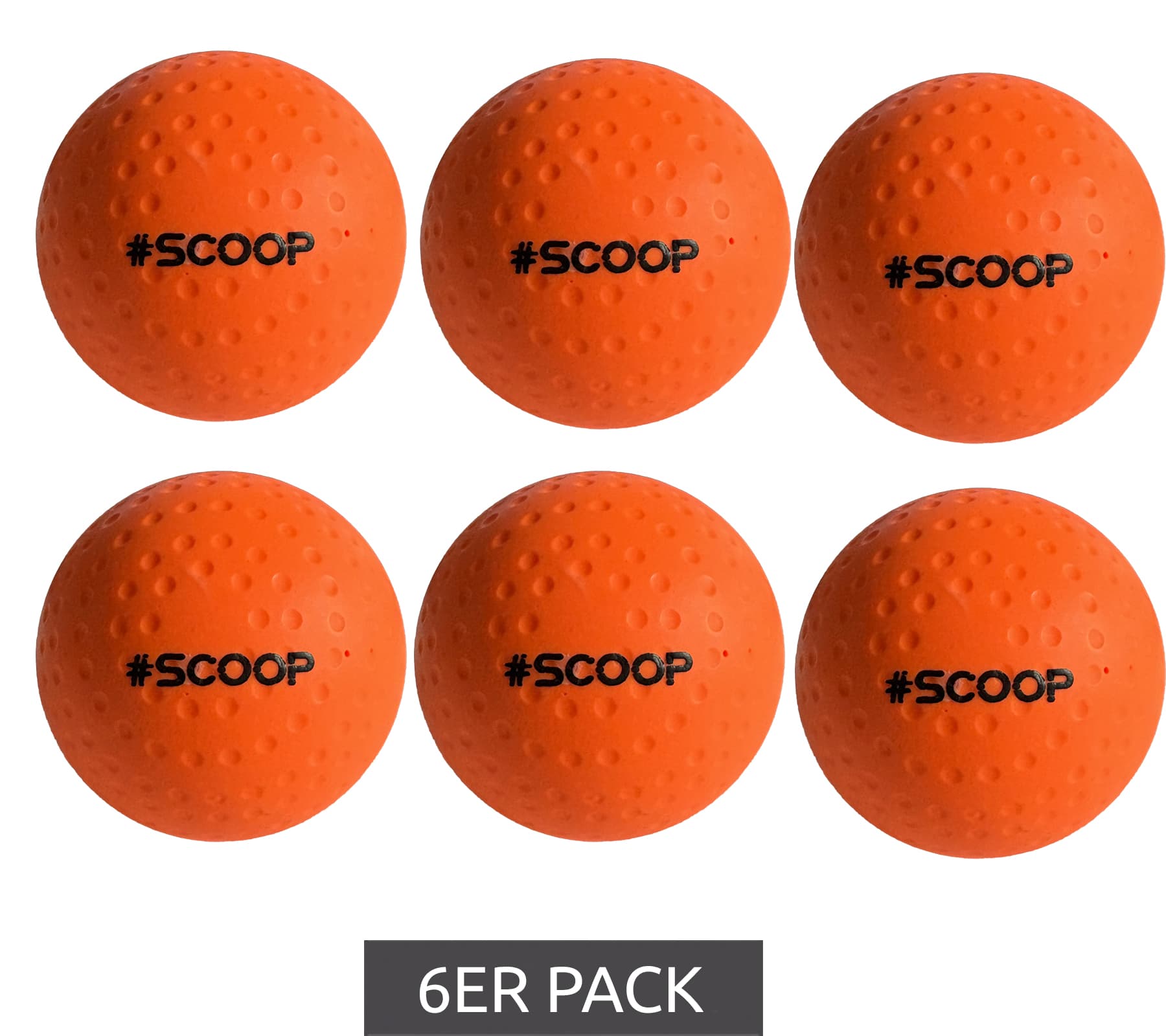 Confezione da 6 palline da hockey da strada SCOOP X-Treme con design a fossette, attrezzatura sportiva, NI266444 arancione