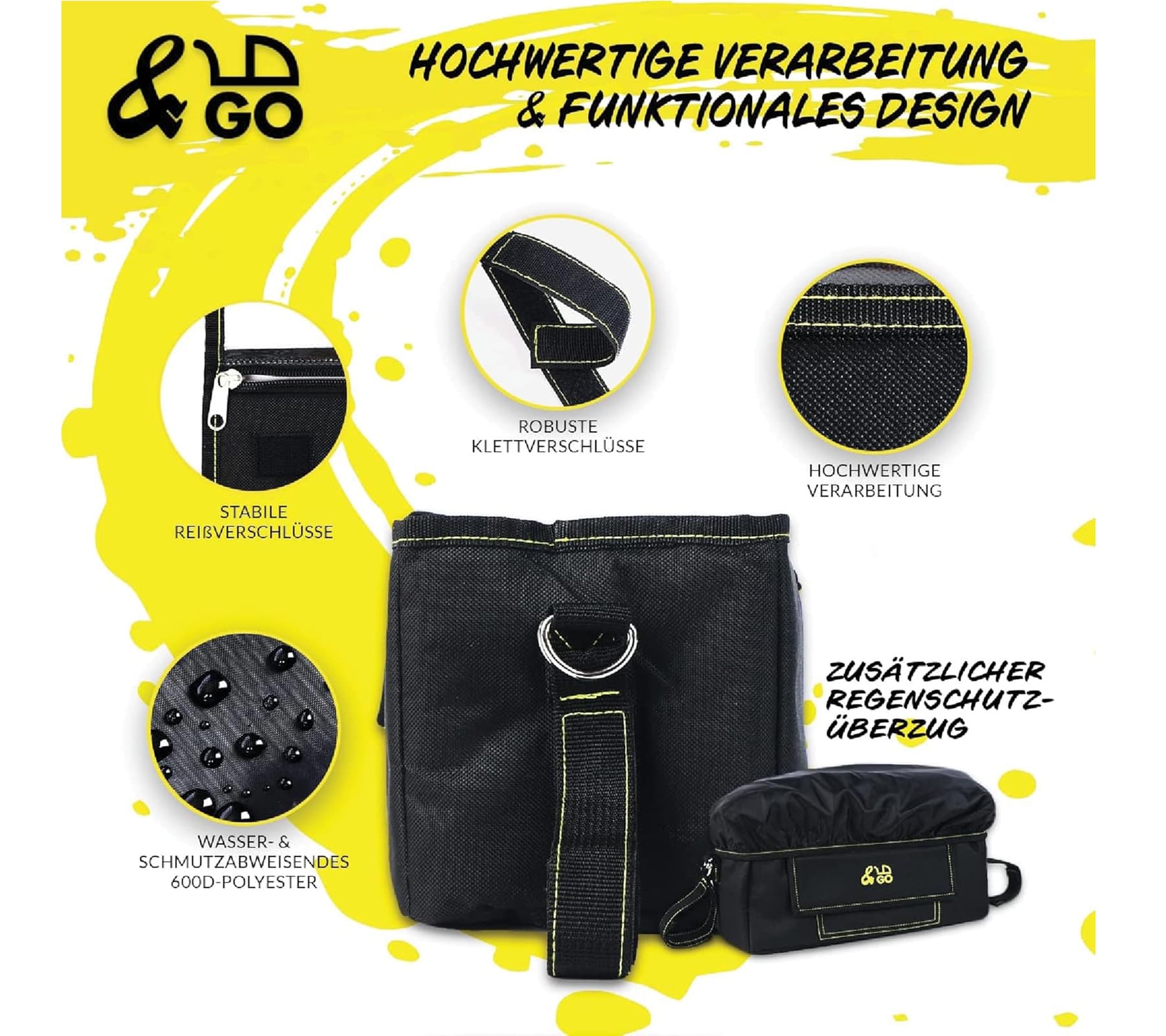 Organizer per passeggino &GO con 5 materassini fasciatoio borsa universale per passeggino con tasca trasparente per smartphone parapioggia view 2